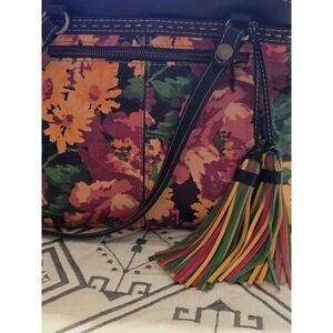 Patricia Nash Poppy Leather Tote Handbag Purse Black Multi Tote NWOT Floral